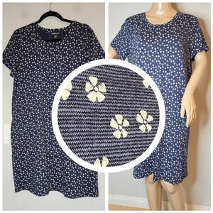 Toad&Co Windmere II Short Sleeve Dress. Blue floral.  Pockets.  Size XL